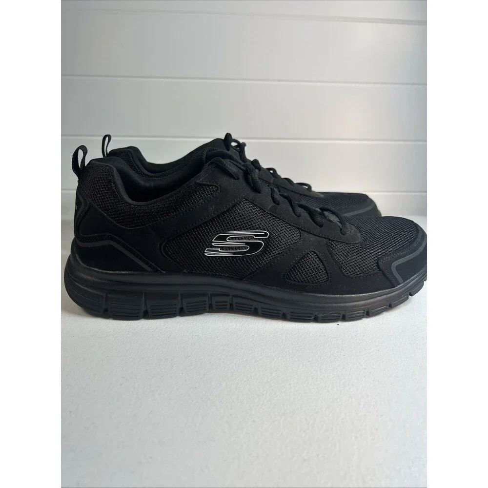Skechers Men’s Sneakers Size 12 Wide Black MemoryFoam Black Lace Up Light